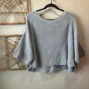 Free People | Powder Blue Cropped Knit Sweater with oversized sleeves | Size S